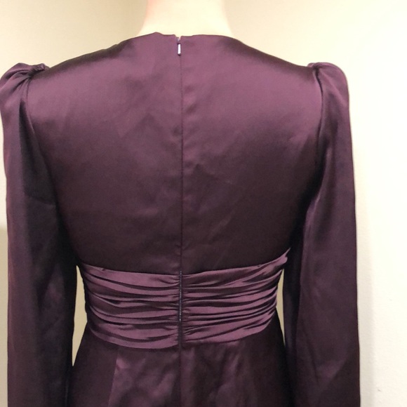 Ieena for Mac Duggal Plunge V-Neck Puff Long Sleeve Jumpsuit Size 8 Plum Purple - Picture 6 of 12